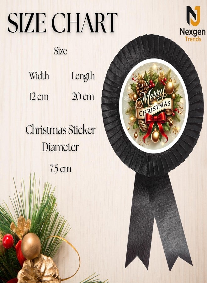 NEXGEN TRENDS Single Line Christmas Satin Ribbon Badge with Merry Christmas Logo - Premium Event Badge for Kids, Schools, Office Parties & Carol Programs (Pack of 10) (Black) - Image 5